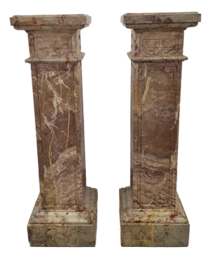 Pair Louis XVI Style Mottled Rouge De France Marble Pedestals