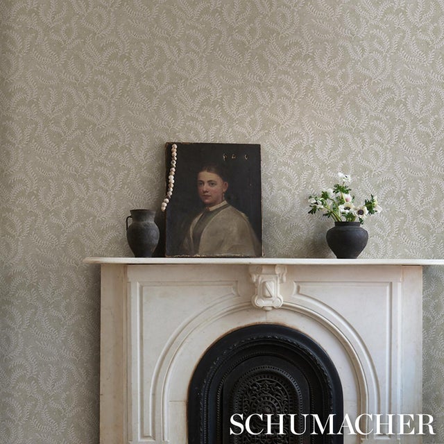 2020s Schumacher Etched Fern Wallcovering In Green For Sale - Image 5 of 6
