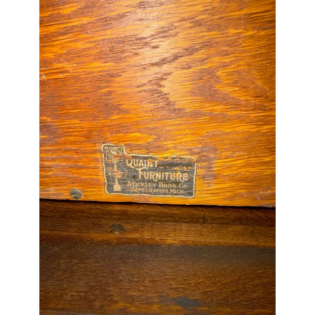 Antique Stickley Bros Barley Twist Oak Library Table With Drawer For Sale - Image 15 of 15