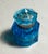 Art Deco Antique Blue Faceted Crystal Artdeco Inkwell or Fragrance Holder Enamel Painted Flowers For Sale - Image 3 of 10