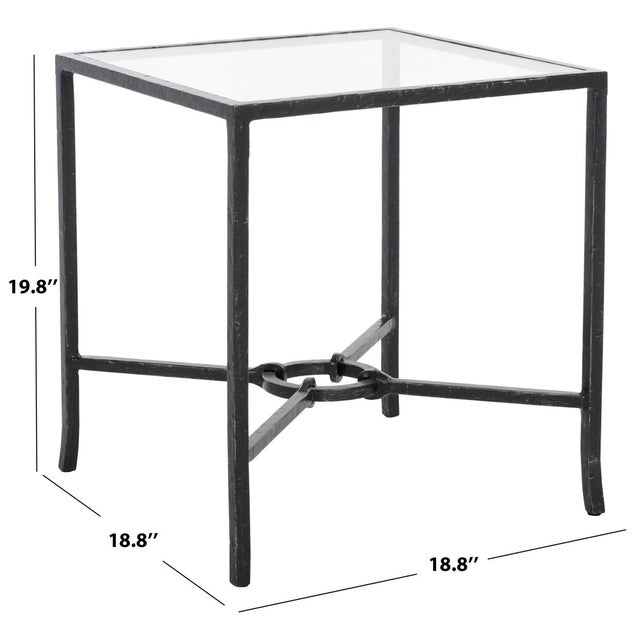 Contemporary Tauri Metal Square Accent Table in Black with Glass Top For Sale - Image 3 of 7
