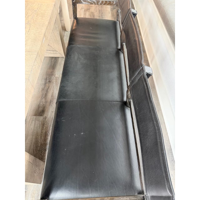Contemporary Ben Soleimani Benton Bench in Black Leather & Cerused Oak For Sale - Image 3 of 4