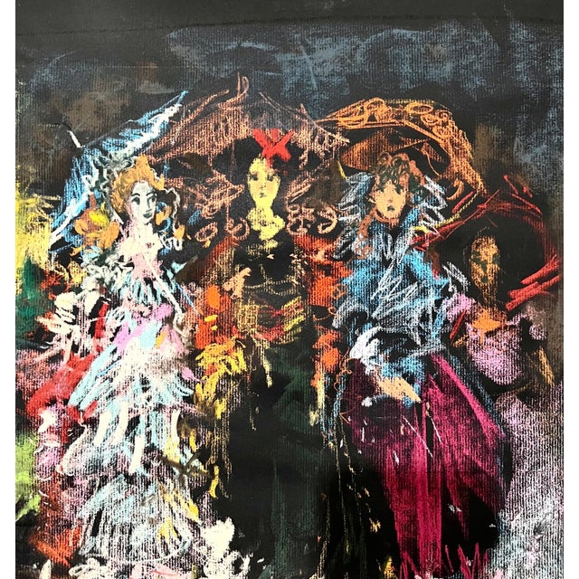 Anthony Triano, Abstract Expressionist Gestural Oil Pastel Drawing Women Figures Anthony Triano, 1960 For Sale - Image 4 of 7