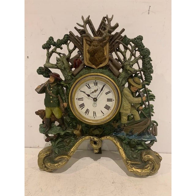 20th Century Polychrome Spelter Clock with Breton Sailor Decoration For Sale - Image 5 of 9