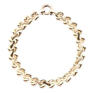 Heavy 14k Yellow Gold Italian Link Necklace, 81.5 Grams For Sale