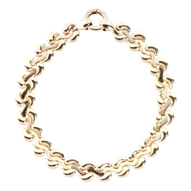 Heavy 14k Yellow Gold Italian Link Necklace, 81.5 Grams For Sale