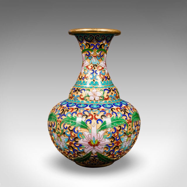 Pair of Small Vintage Baluster Form Vases, Oriental, Cloisonne, Posy Urn, c.1970 For Sale - Image 10 of 12