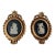 Vintage Limoges France Cameo Pair of Art Plaques Carved Gilt Wood Oval Frames Mid-Century Decor For Sale