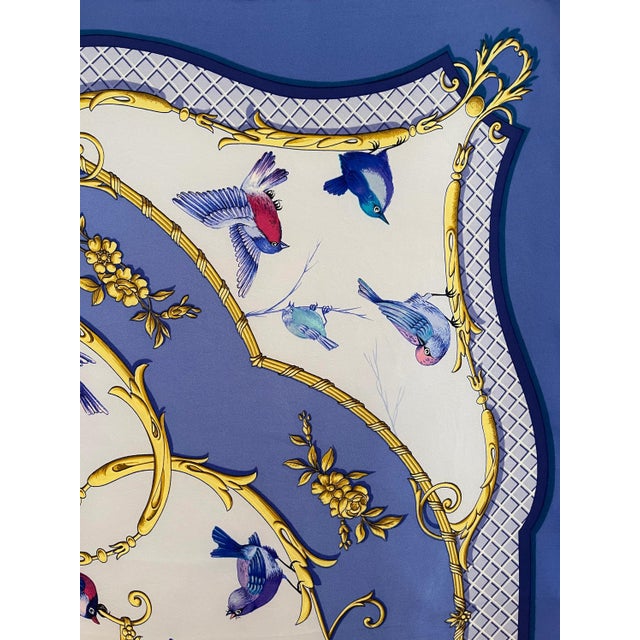 Hermès La Clé Des Champs 1990 Echarpe En Soie Faconnet Françoise, Blue For Sale - Image 9 of 9