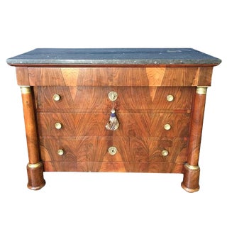 1800's French Empire Flame Mahogany Napoleonic Commode For Sale