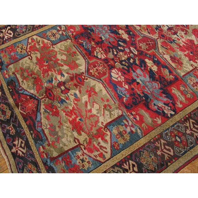1900s Multicolor Medallion Tribal Antique Caucasian Zeychor Rug 4'2" X5'0" Handknotted Wool Carpet For Sale - Image 4 of 4