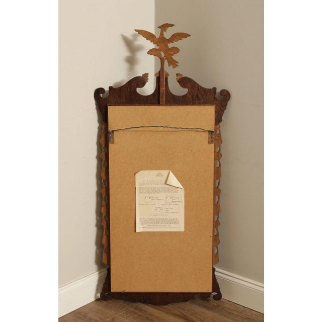 Carvers' Guild Chippendale Style Striped Mahogany Eagle Carved Wall Mirror For Sale - Image 11 of 13