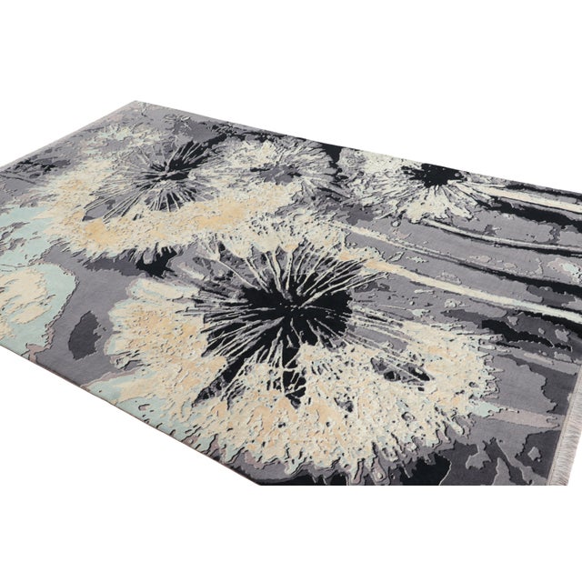 2010s Rug & Kilim’s Contemporary Rug in Gray With Abstract Floral Pattern “Dandelion” For Sale - Image 5 of 8