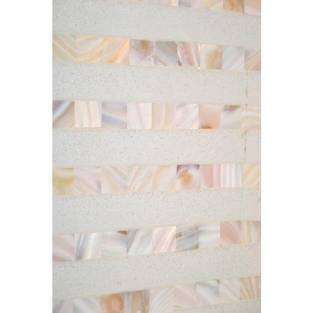 Plastic 1990s Vintage Luxury Capiz Stripe Over Resin Wastebasket Trash Can For Sale - Image 7 of 12