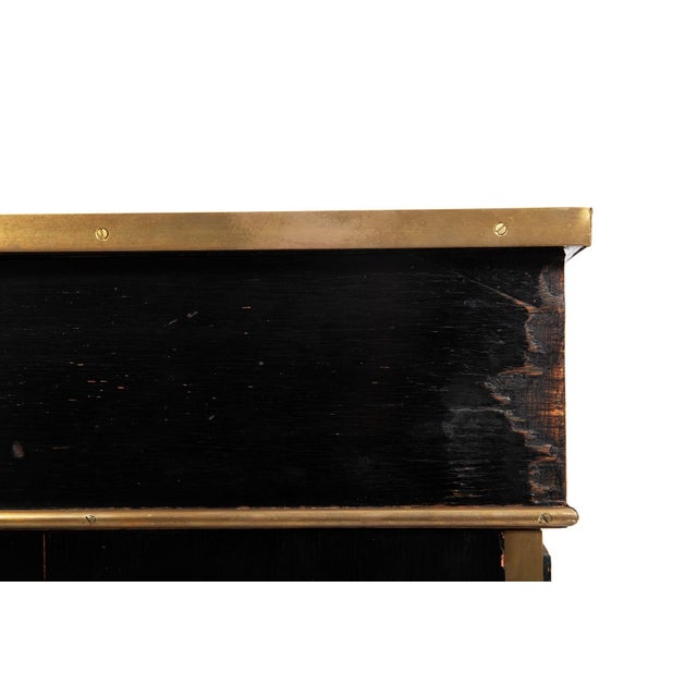 English Antique Campaign Ebonized Pedestal Desk, 19th Century For Sale - Image 17 of 18
