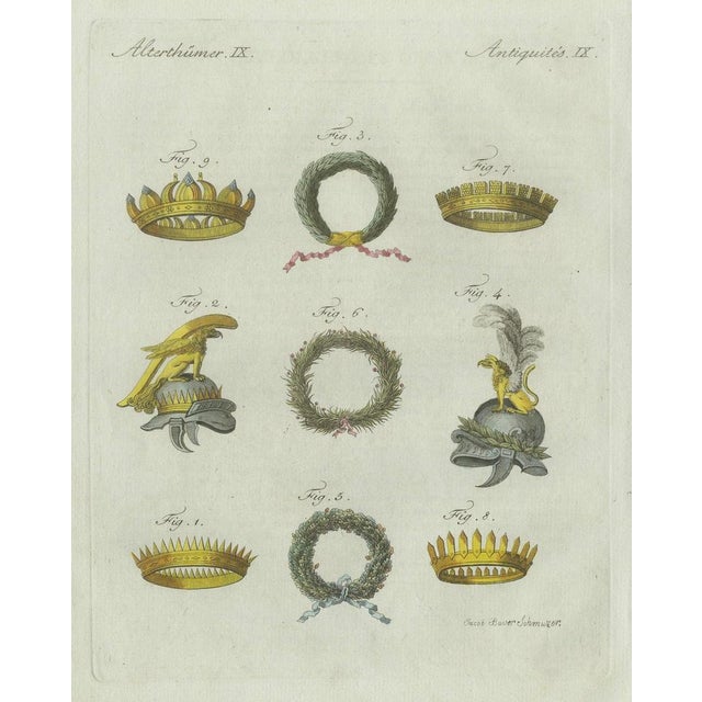 Bertuch, Ancient Crowns and Laurel Wreaths, C. 1800, Engraving For Sale - Image 3 of 9