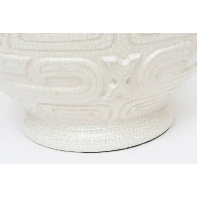 This Italian fantastic bulbous vintage stand alone monumental ceramic lamp is great for a desk, console, table or buffet...