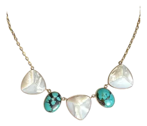 Turquoise Pearl Pyramid Necklace