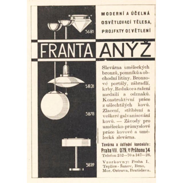 Modernist Ceiling Lamp by Franta Anyz, 1930s For Sale - Image 11 of 12