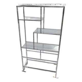 Chrome and Steel Etegere With 6 Glass Shelves For Sale