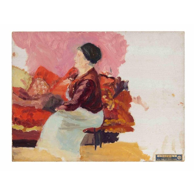Francesco Settimj, Portrait of Old Woman, Oil Painting, 1930s For Sale - Image 4 of 6
