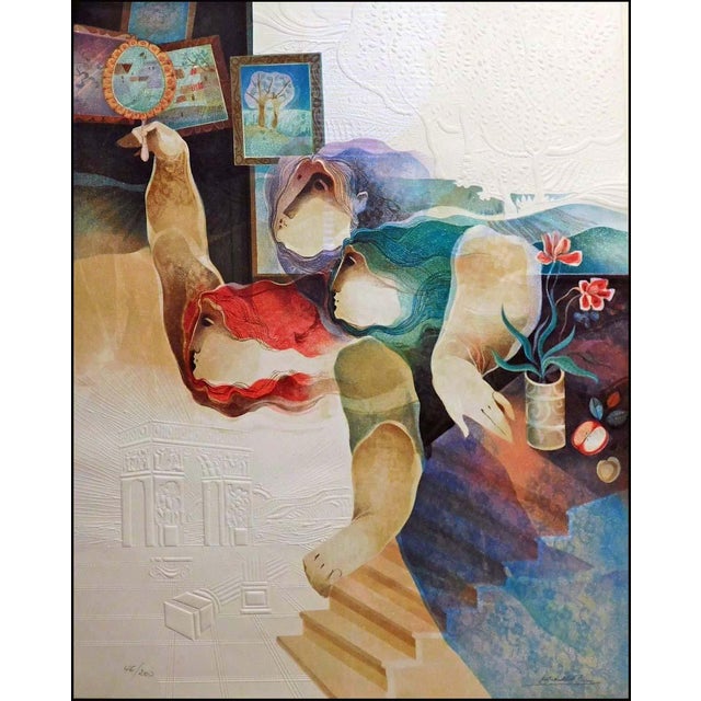 "La Nature Humaine" by Alvar Original Limited Edition Lithograph with Embossing Hand signed by the artist Art Size : 38" x...