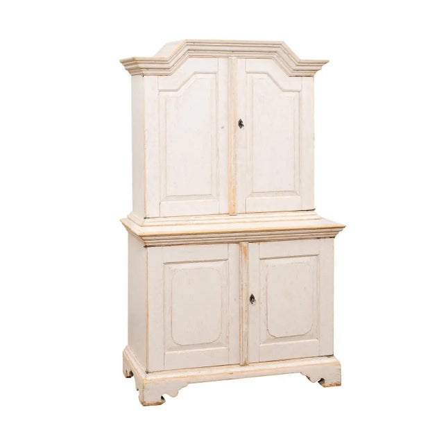 Mid 19th Century Swedish Baroque Period 1760 Painted Two-Part Cabinet with Four Doors For Sale - Image 5 of 13