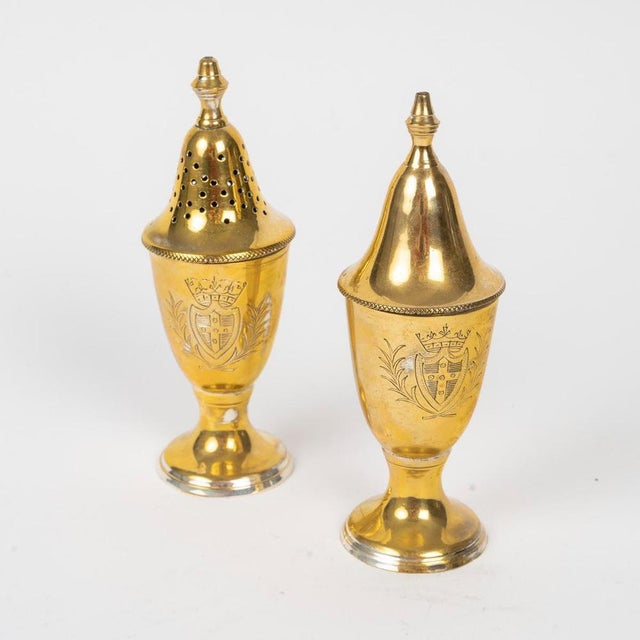 Napoleon III Style Gold-Plated Salt and Pepper Shakers, Early 20th Century, Set of 2 For Sale - Image 4 of 7