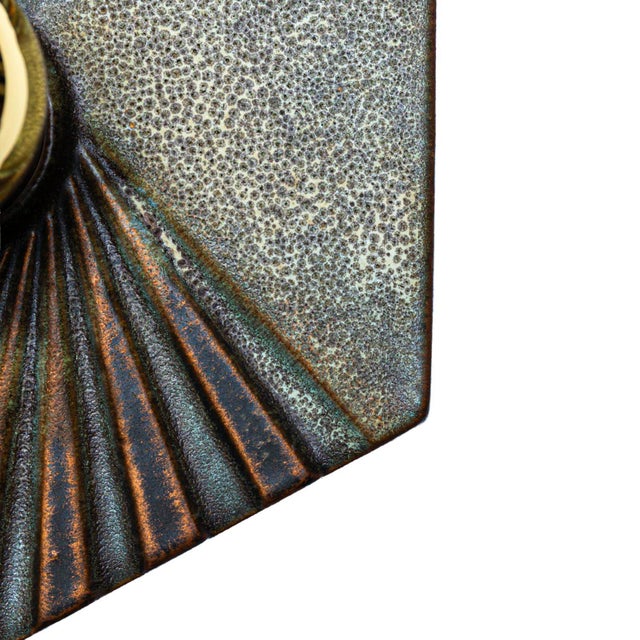 Hexagonal Wall Lamps in Blue, Green and Golden Ceramic from Hustadt Leuchten, Germany, 1970s, Set of 3 For Sale - Image 10 of 12