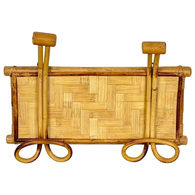 Wood Rattan Bamboo Coat Rack Hanger, Italy, 1960s For Sale - Image 7 of 7