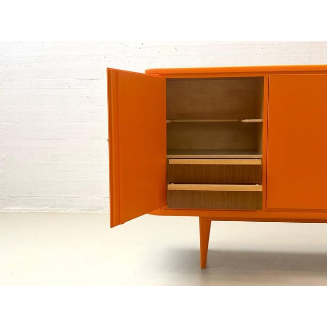 Metal Vintage Sideboard in Bright Orange, 1960s For Sale - Image 7 of 15