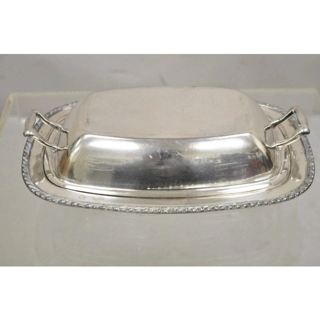 Vintage World Silver on Copper Lidded Vegetable Serving Platter With Handles For Sale - Image 11 of 11