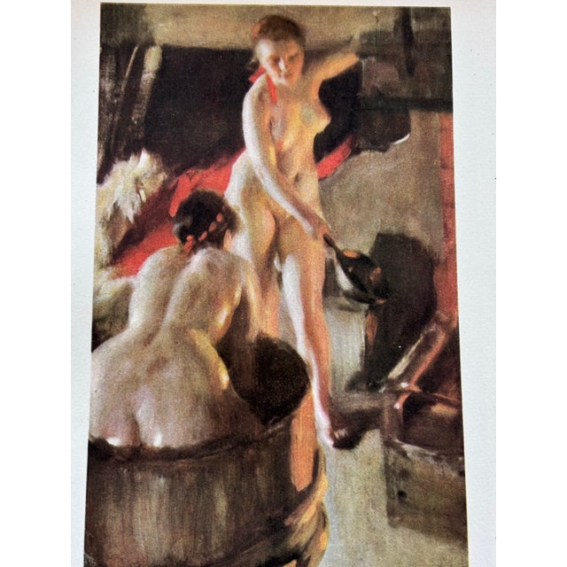 Anders Zorn, Improvised Bath | original published color lithograph from an oil painting. Signed in Plate. Female Nudes....