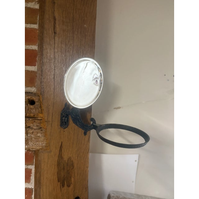Black Antique Wall Bracket Oil Lamp 1800's For Sale - Image 8 of 9