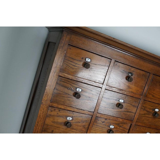 Large Dutch Oak Apothecary Cabinet with Enamel Shields, 1900s For Sale - Image 4 of 18