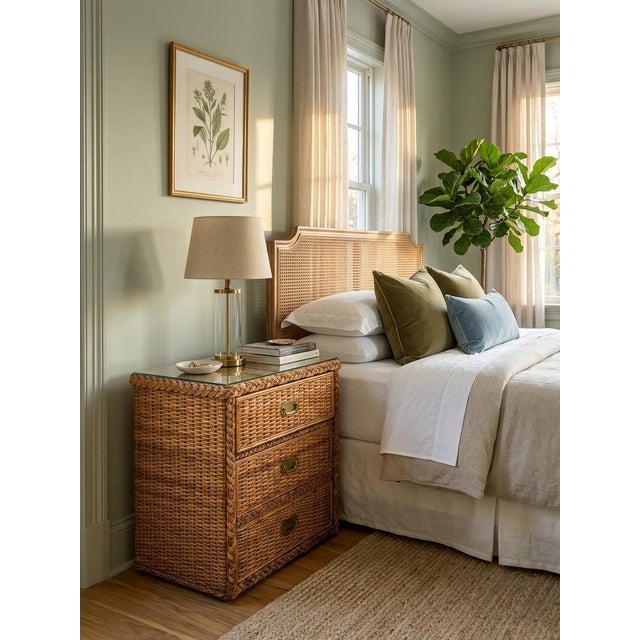 1980s Vintage Coastal Braided Rattan Chest of Drawers For Sale - Image 5 of 7