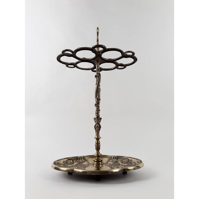 Art Nouveau Style Brass Umbrella and Walking Stick Stand with Intertwined Snakes, 1970s For Sale - Image 13 of 18