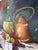 1960s 1960's Mid-Century Wine & Fruits Oil Painting on Masonite Board – Framed For Sale - Image 5 of 15