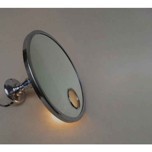Silver Chrome-Plated Illuminated Wall Mirror from Le Mirophar Brot Déposé, France, 1950s For Sale - Image 8 of 18