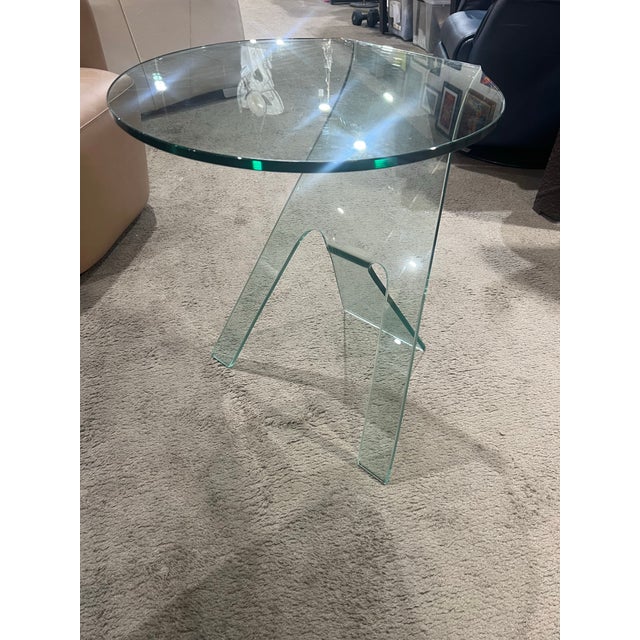 Grillo "Journey" Clear Glass Side Table For Sale - Image 4 of 6