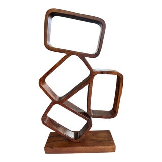 Large Modern Geometric Wooden Sculpture For Sale