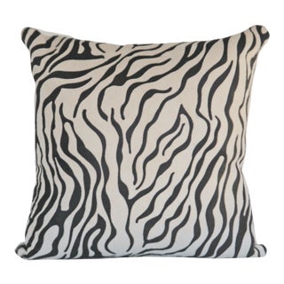 Baby Zebra Black 20" Cowhide Pillow For Sale