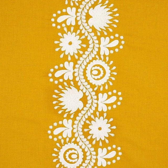 Traditional Sample - Schumacher Theodora Embroidery Fabric in Saffron For Sale - Image 3 of 5