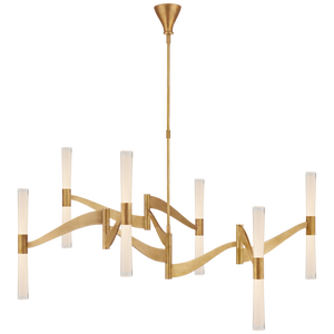 AERIN for Visual Comfort Signature Brenta Grande Chandelier in Hand-Rubbed Antique Brass with White Glass