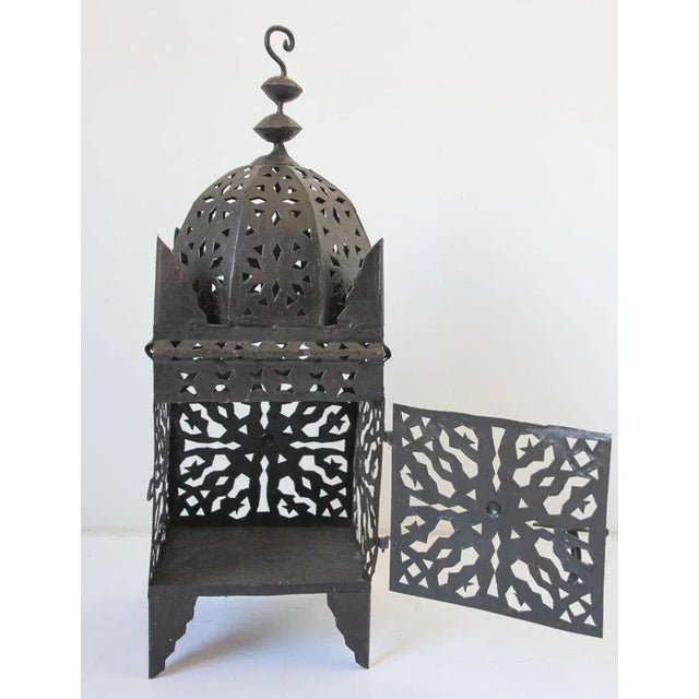 Metal Large Moroccan Moorish Hurricane Metal Candle Lantern For Sale - Image 7 of 13