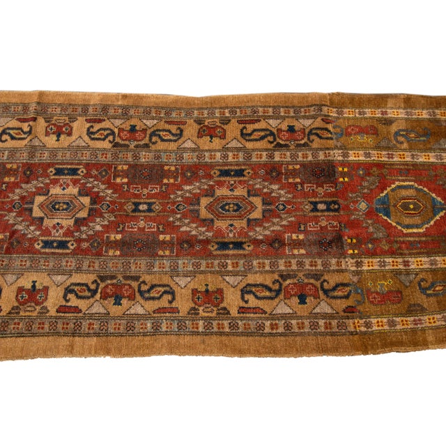 Red Vintage Bakshaeish Wool Runner Featuring a Tribal Design For Sale - Image 4 of 9