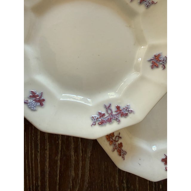 English Antique Staffordshire Ironstone Dessert Plates, Chelsea Grape Chelsea Sprig Pattern, 6.75 Inch English Ironstone, Circa 1845–1856 - Set of Seven For Sale - Image 3 of 10