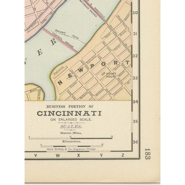 Antique Map of Cincinnati The Queen City by Ran McNally, 1899 For Sale - Image 9 of 12