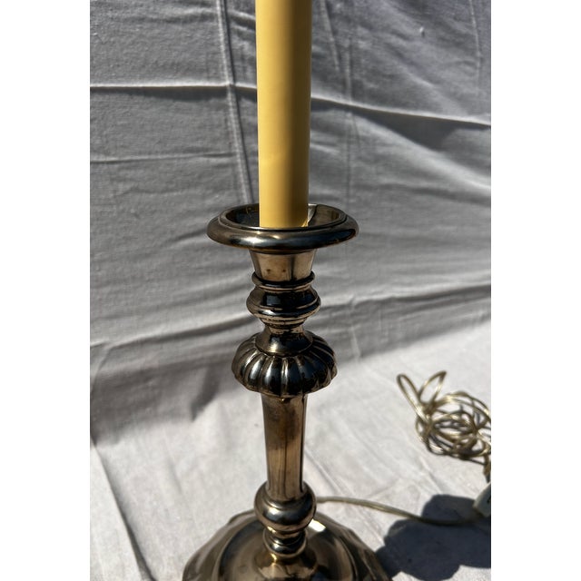 1920s Pair of Antique English Silver Plated Candlesticks For Sale - Image 4 of 7