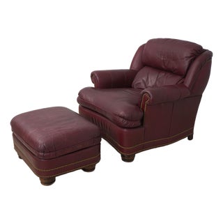 Hancock & Moore Leather Chair & Ottoman For Sale